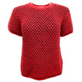 Load image into Gallery viewer, Julien David Navy Blue and Red Short Sleeve Heart Sweater