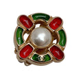 Load image into Gallery viewer, Chanel Red / Green Gripoix and Pearl Clip Earrings