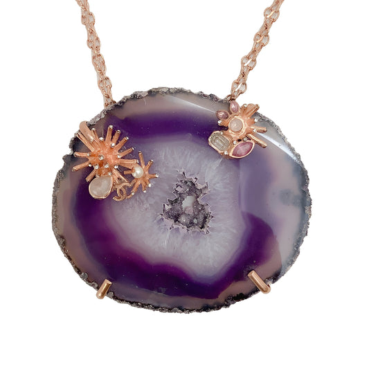 Chanel Purple Amethyst Slice Necklace