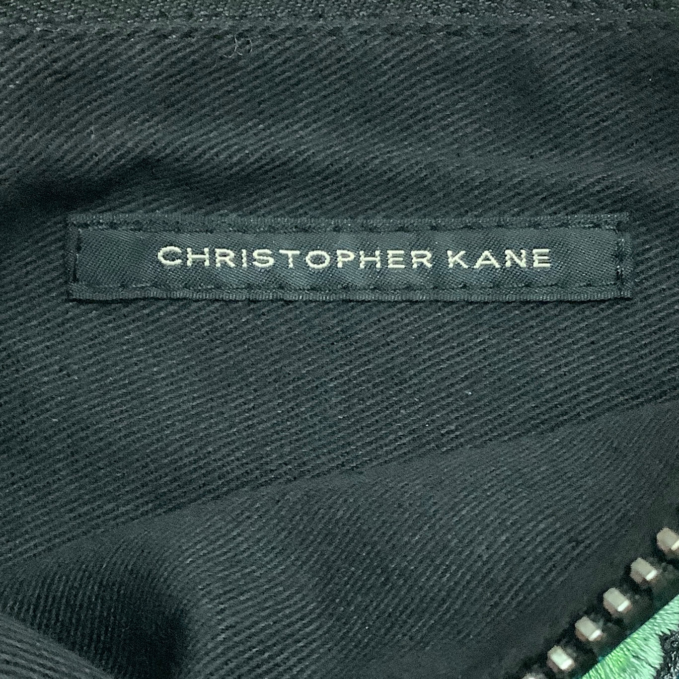 Christopher Kane Black Multi Floral Embroidered Leather Wristlet
