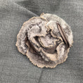 Load image into Gallery viewer, Brunello Cucinelli Charcoal Grey Floral Shearling Brooch Wool Blazer
