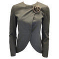 Load image into Gallery viewer, Brunello Cucinelli Charcoal Grey Floral Shearling Brooch Wool Blazer
