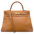 Load image into Gallery viewer, Hermès Kelly 35 Clemence Tan Leather Satchel