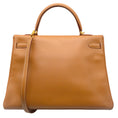 Load image into Gallery viewer, Hermès Kelly 35 Clemence Tan Leather Satchel