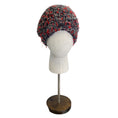 Load image into Gallery viewer, Chanel Red / Grey / Black Woven Cashmere and Silk Chunky Knit Pom Pom Beanie / Hat