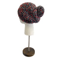 Load image into Gallery viewer, Chanel Red / Grey / Black Woven Cashmere and Silk Chunky Knit Pom Pom Beanie / Hat