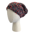 Load image into Gallery viewer, Chanel Red / Grey / Black Woven Cashmere and Silk Chunky Knit Pom Pom Beanie / Hat