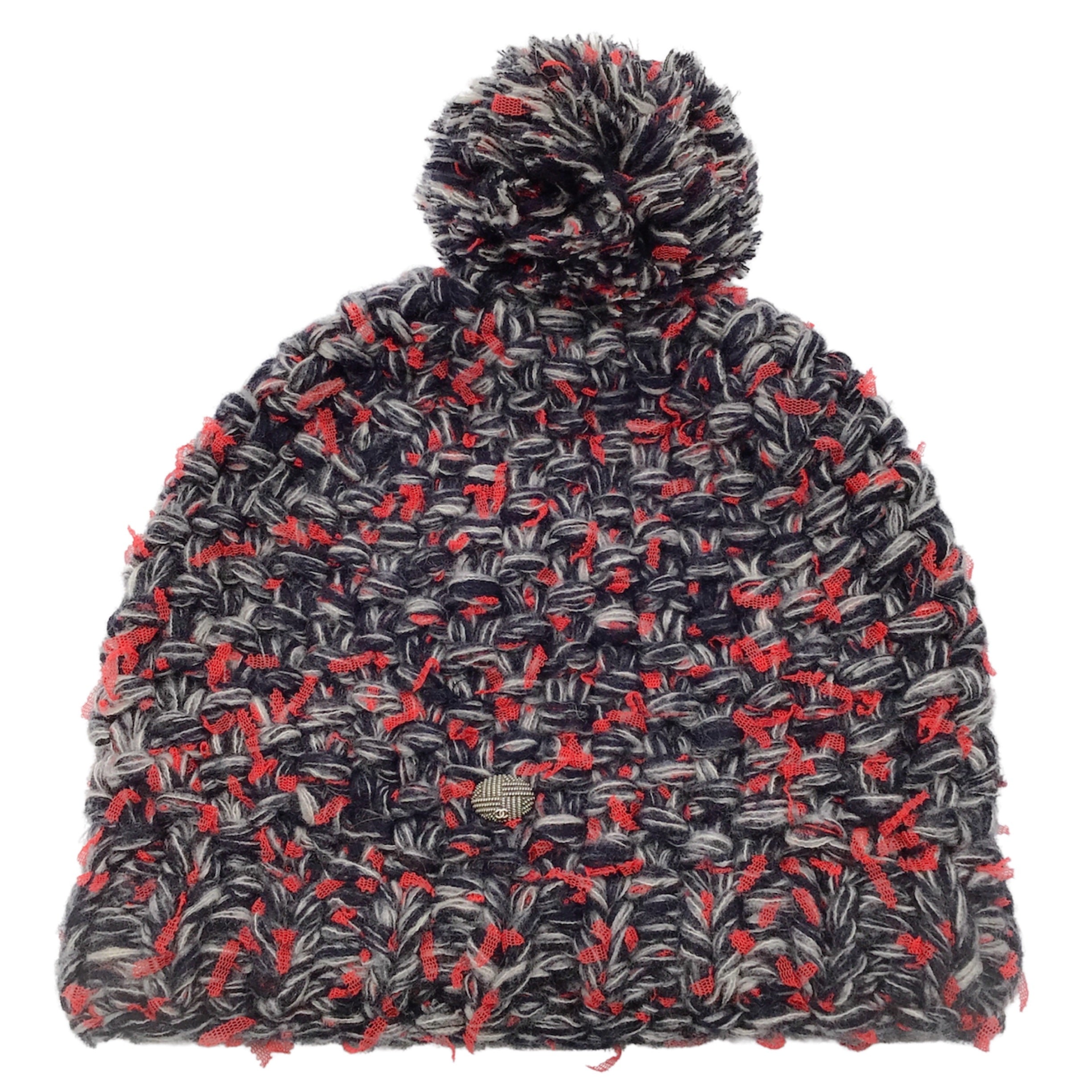Chanel Red / Grey / Black Woven Cashmere and Silk Chunky  display picture 3