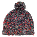 Load image into Gallery viewer, Chanel Red / Grey / Black Woven Cashmere and Silk Chunky Knit Pom Pom Beanie / Hat
