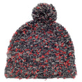 Load image into Gallery viewer, Chanel Red / Grey / Black Woven Cashmere and Silk Chunky Knit Pom Pom Beanie / Hat