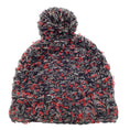 Load image into Gallery viewer, Chanel Red / Grey / Black Woven Cashmere and Silk Chunky Knit Pom Pom Beanie / Hat