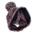 Load image into Gallery viewer, Chanel Red / Grey / Black Woven Cashmere and Silk Chunky Knit Pom Pom Beanie / Hat
