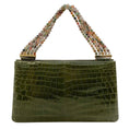 Load image into Gallery viewer, Darby Scott Spruce Green Crocodile Necklace Bag