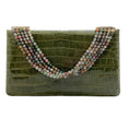 Load image into Gallery viewer, Darby Scott Spruce Green Crocodile Necklace Bag