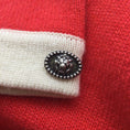 Load image into Gallery viewer, Chanel Pearl Embellished Braided Trim Long Sleeved Cashmere Knit Cardigan Poppy Red / Ivory Sweater