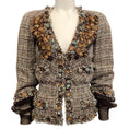 Load image into Gallery viewer, Chanel Brown / Green Tweed Jacket with Sheer Sleeves