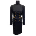 Load image into Gallery viewer, Chanel Vintage Black Wool Dress With Gold Buttons and Chain Belt
