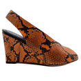 Load image into Gallery viewer, Celine Rust Python Peep Toe Wedges