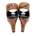 Load image into Gallery viewer, Celine Rust Python Peep Toe Wedges