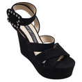 Load image into Gallery viewer, Sergio Rossi Black Suede Elettra Wedges