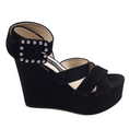 Load image into Gallery viewer, Sergio Rossi Black Suede Elettra Wedges