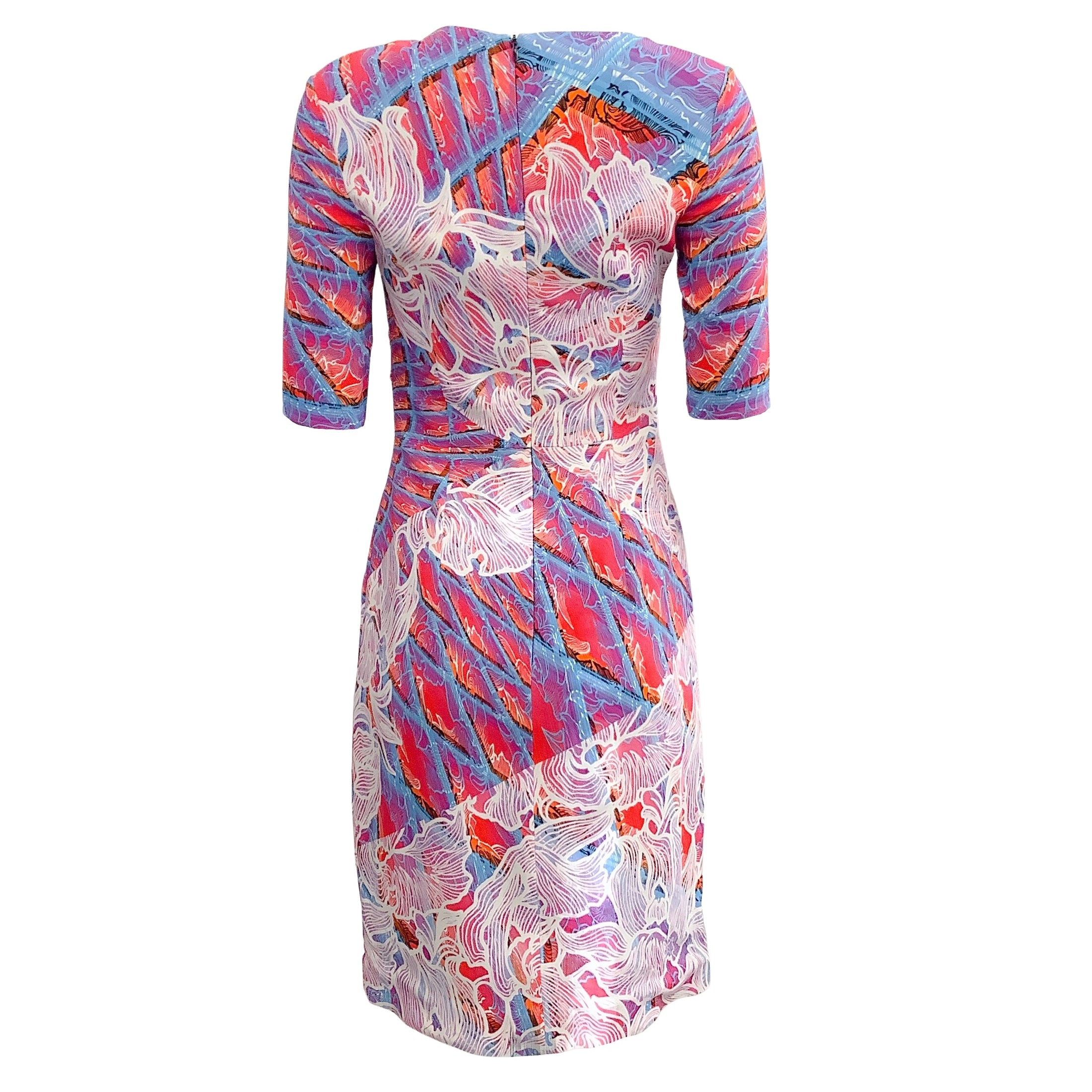 Peter Pilotto Pink Multi Print Crepe Short Sleeved Dress