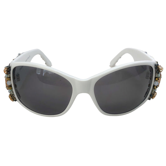Chanel White Crystal Bijou Numero 1 Sunglasses