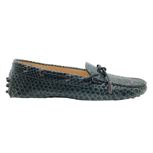 Tod's Teal Python Drivers Loafer Flats