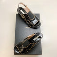Load image into Gallery viewer, Dries Van Noten Black Croc Embossed Platform Sandal with Gold Embellishments
