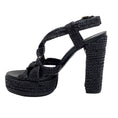 Load image into Gallery viewer, Casadei Black Woven Raffia Platform Sandals
