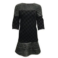 Load image into Gallery viewer, Chanel Black / Gray 2013 Tweed and Leather with 3/4 Sleeve Cocktail Dress