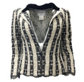 Load image into Gallery viewer, Chanel Ivory / Black Tweed with Velvet Collar Blazer
