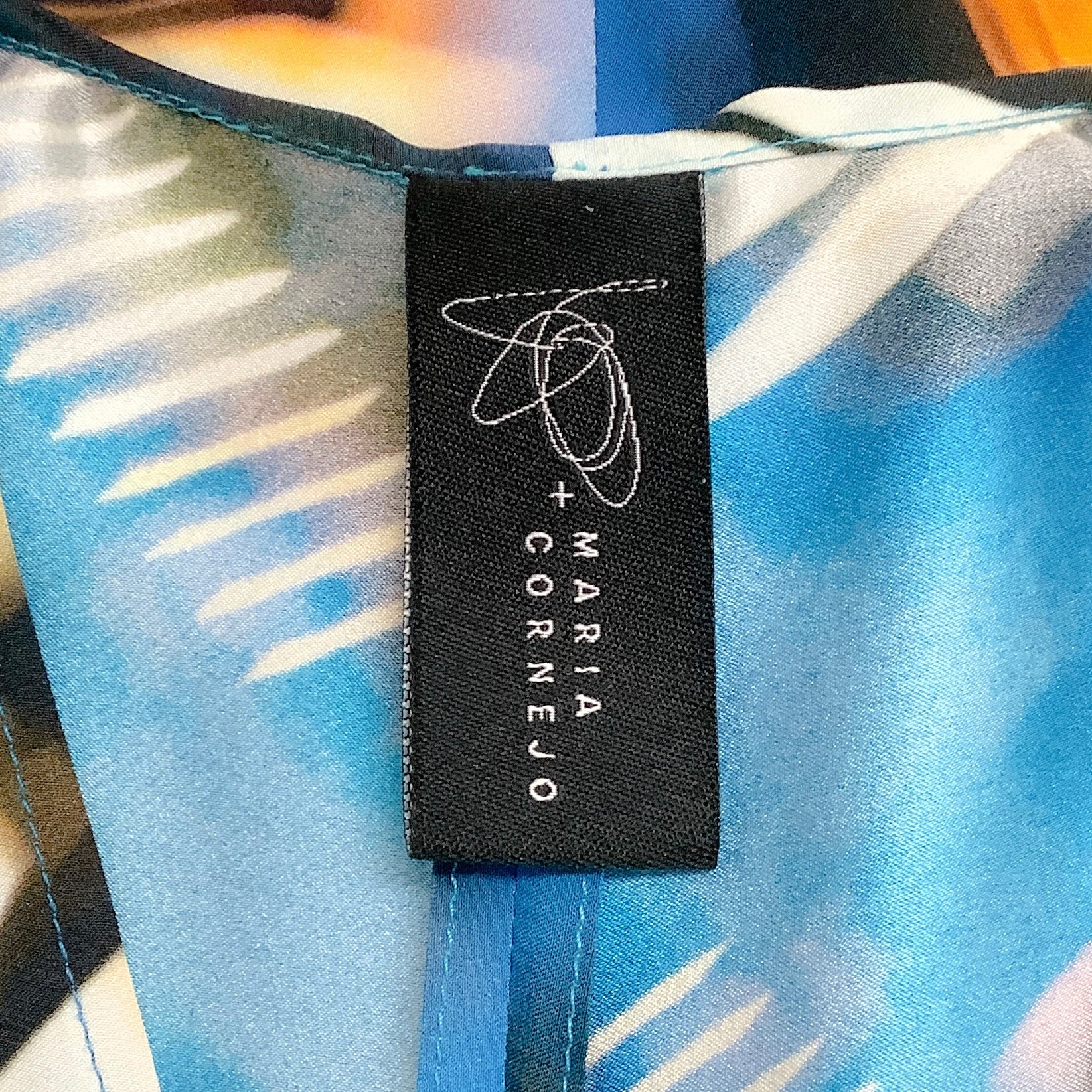 Zero+Maria Cornejo Cobalt Multi Print Draped Sleeveless Dress