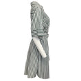 Load image into Gallery viewer, Akris Punto Green / White Striped Belted Shirt Dress