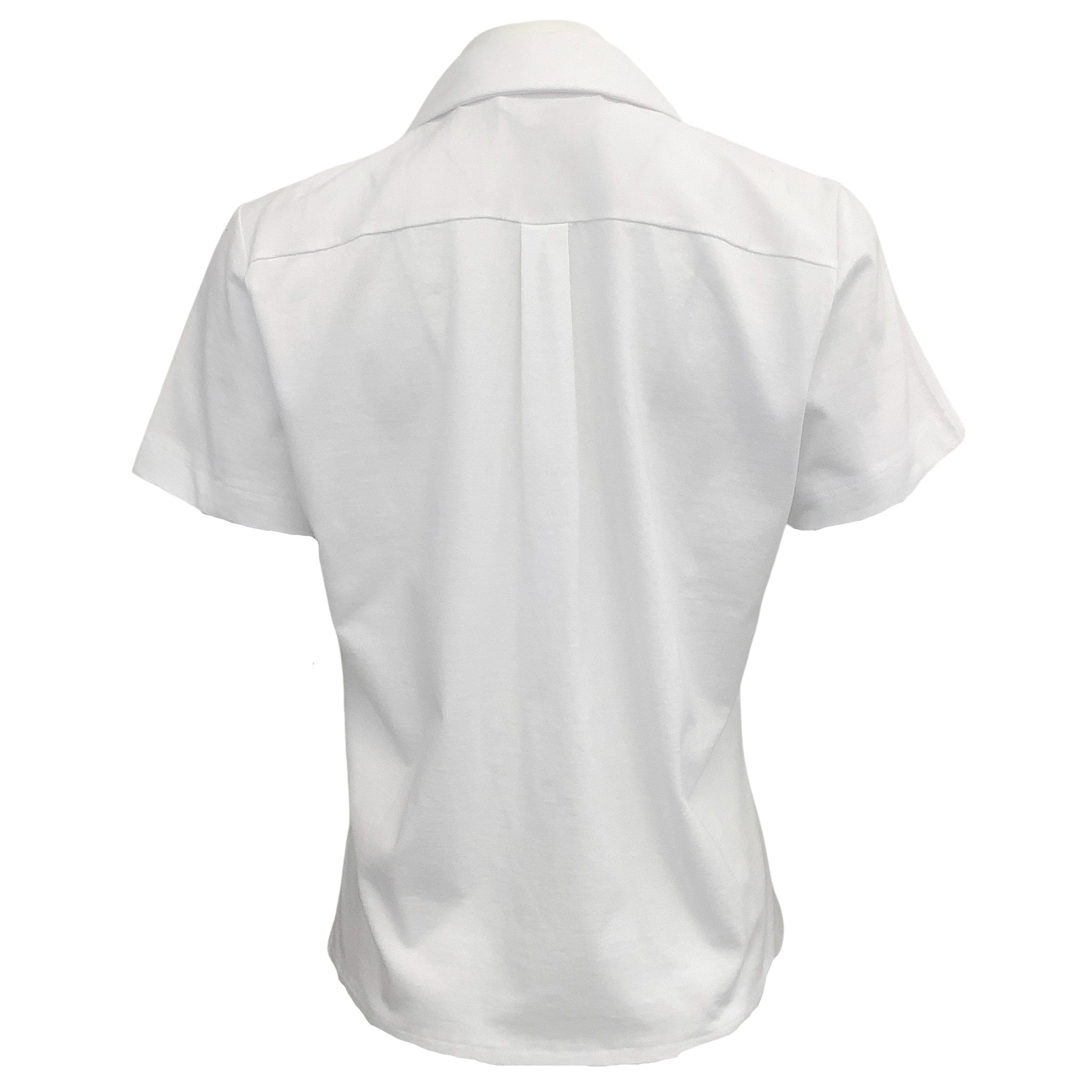 Tao Comme Des Garcons White Short Sleeve Top with Eyelet Ruffle