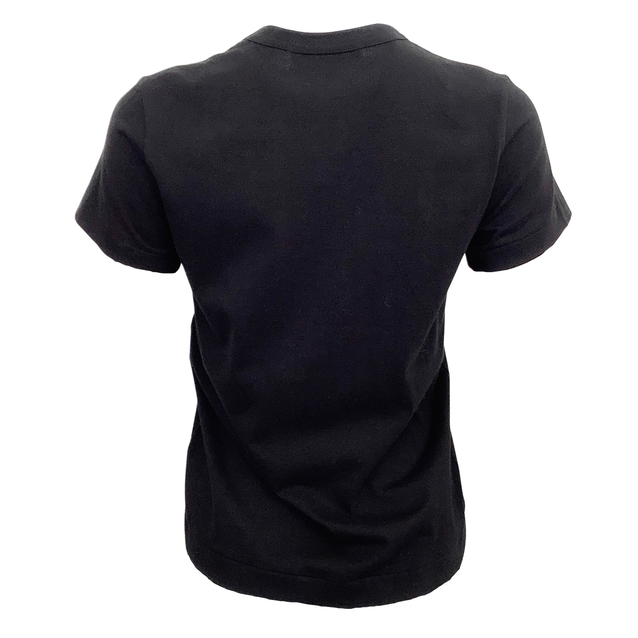 Comme des Garcons Black Cotton Short Sleeve Tee with Pearl Necklace Detail