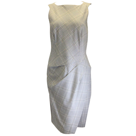 Narciso Rodriguez Grey Sleeveless Plaid Wool Dress