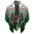 Load image into Gallery viewer, Chanel Green / Purple Leaf Design Square Scarf/Wrap