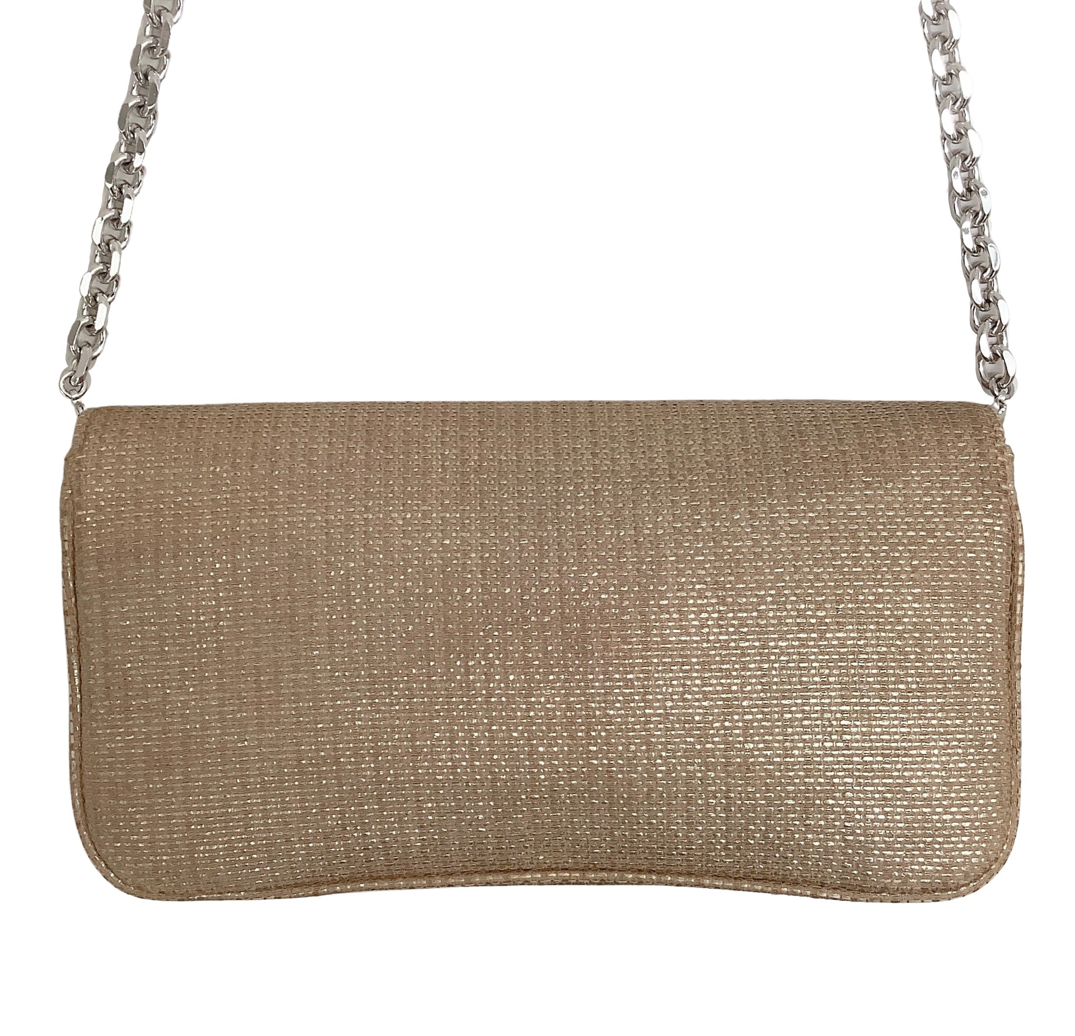 Judith Leiber Gold Tweed Raffia Bag with Mother of Pearl Clasp