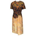 Load image into Gallery viewer, Rokh Black / Gold Multi Paisley Printed Short Sleeved Gathered Silk Midi Dress