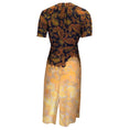 Load image into Gallery viewer, Rokh Black / Gold Multi Paisley Printed Short Sleeved Gathered Silk Midi Dress