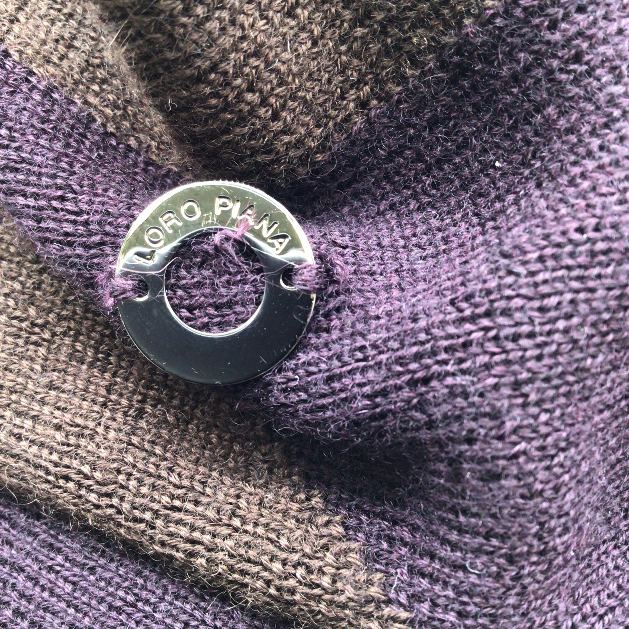 Loro Piana Plum Purple / Brown Scialle Twice Cashmere and Silk Knit Triangle Scarf