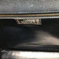 Load image into Gallery viewer, Versace Vintage 80's Croc Embossed Black Leather Satchel
