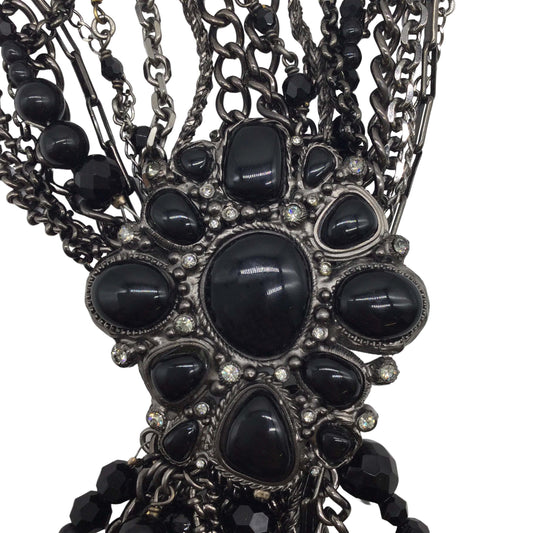 Chanel Black Multi Chain/Beaded Strand Necklace