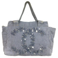 Load image into Gallery viewer, Chanel Striped Chambray Blue & Beige Canvas Tote
