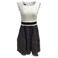 Load image into Gallery viewer, Talbot Runhof White / Black Belted Sequined Tweed Work/Office Dress
