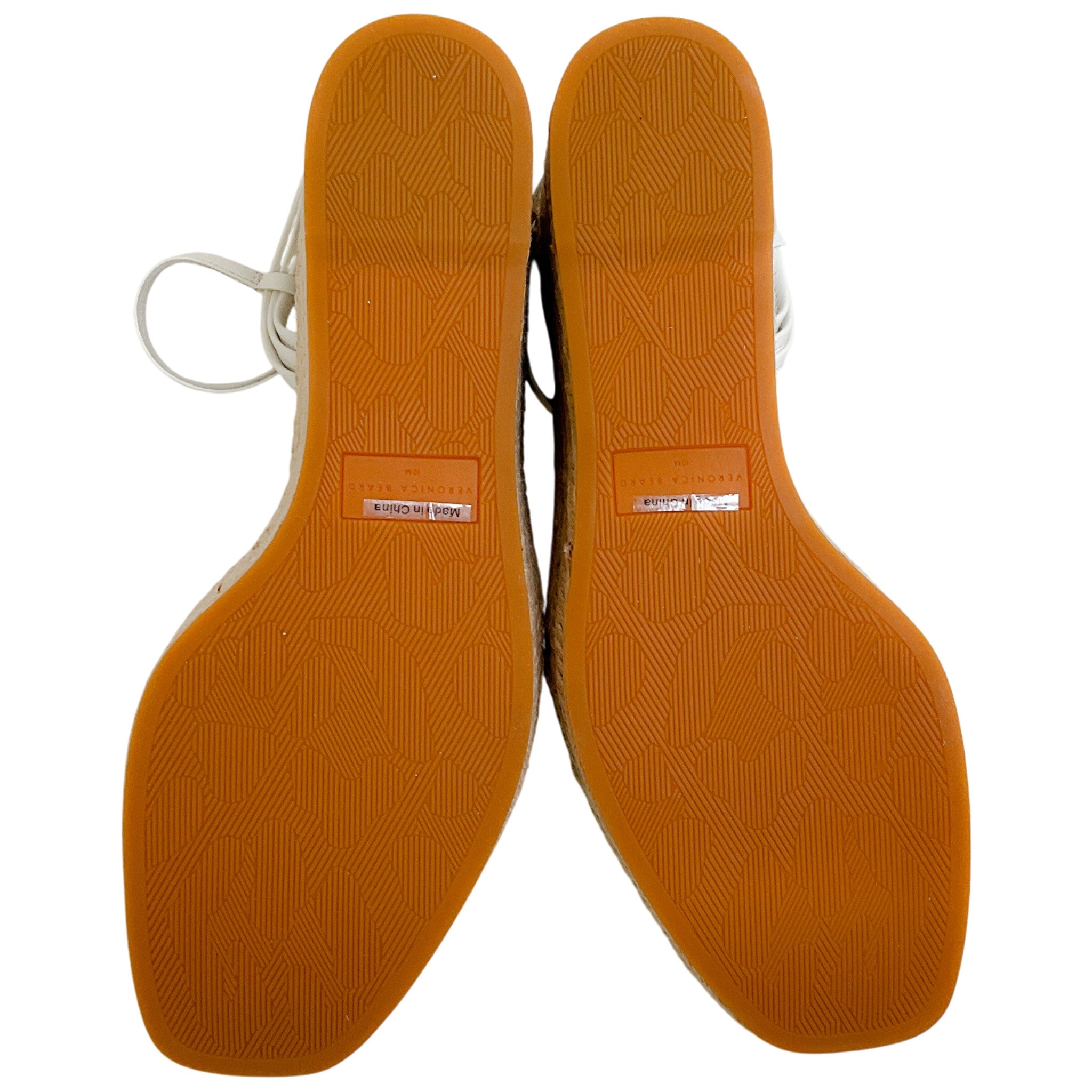 Veronica Beard Coconut Leather Ravina Raffia Wedge Sandals