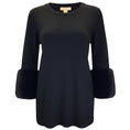 Load image into Gallery viewer, Michael Kors Collection Black Mink Cuffed Cashmere Pullover Sweater
