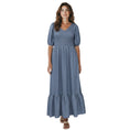 Load image into Gallery viewer, Sea New York Slate Blue Short Sleeved Smocked Maxi Dress
