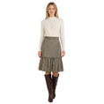 Load image into Gallery viewer, Oscar de la Renta Beige / Brown / Green Multi Houndstooth Plaid Cashmere Skirt
